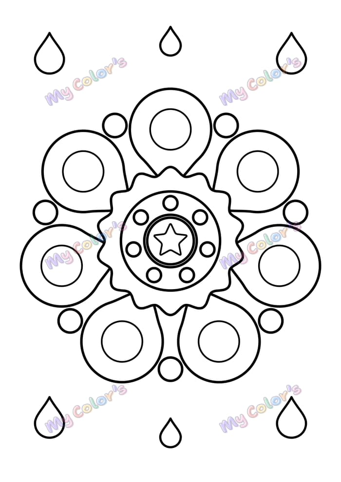 Coloriage Mandala gouttes et bulles à imprimer
