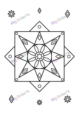 Coloriage Mandala kaléidoscope octogonal à imprimer