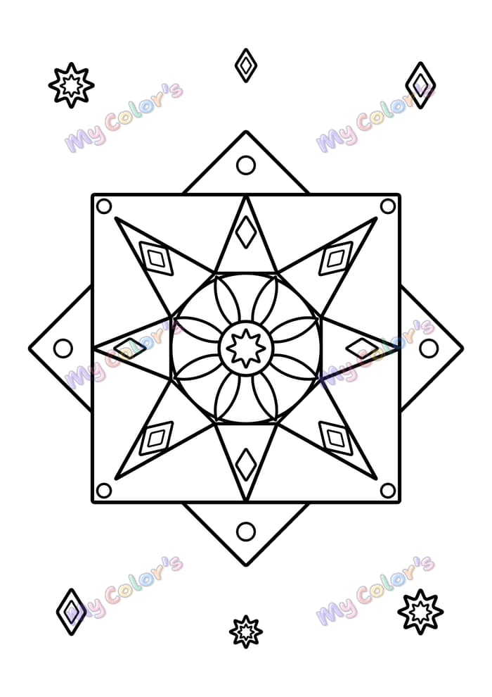 Coloriage Mandala kaléidoscope octogonal à imprimer