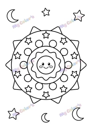 Coloriage Mandala nuit étoilée à imprimer