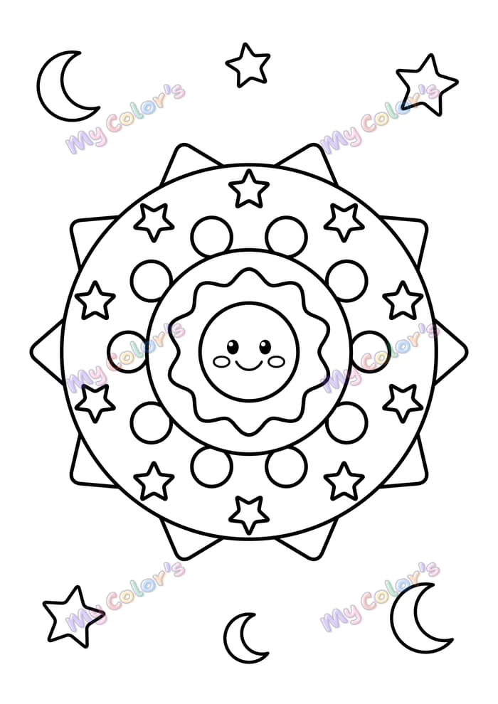 Coloriage Mandala nuit étoilée à imprimer