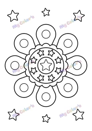 Coloriage Mandala pétales et étoiles à imprimer