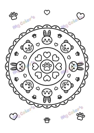 Coloriage Mandala ronde des animaux à imprimer