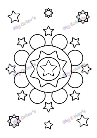 Coloriage Mandala ronde d’étoiles à imprimer