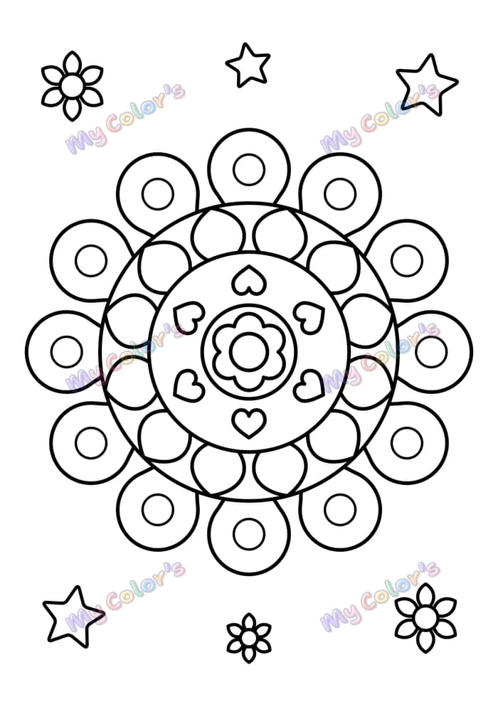 Coloriage Mandala soleil de pétales à imprimer