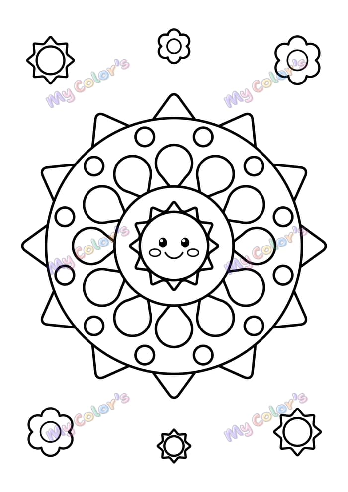 Coloriage Mandala soleil rayonnant à imprimer