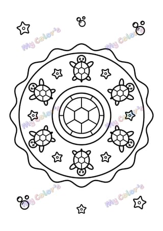 Coloriage Mandala tortues de mer à imprimer