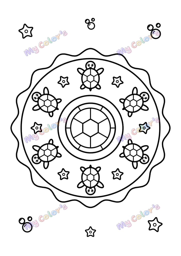 Coloriage Mandala tortues de mer à imprimer