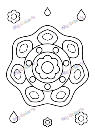 Coloriage Mandala vagues et feuilles à imprimer