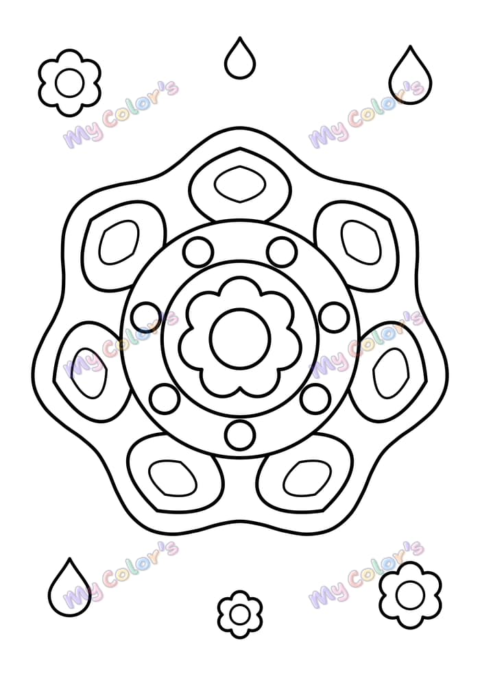 Coloriage Mandala vagues et feuilles à imprimer