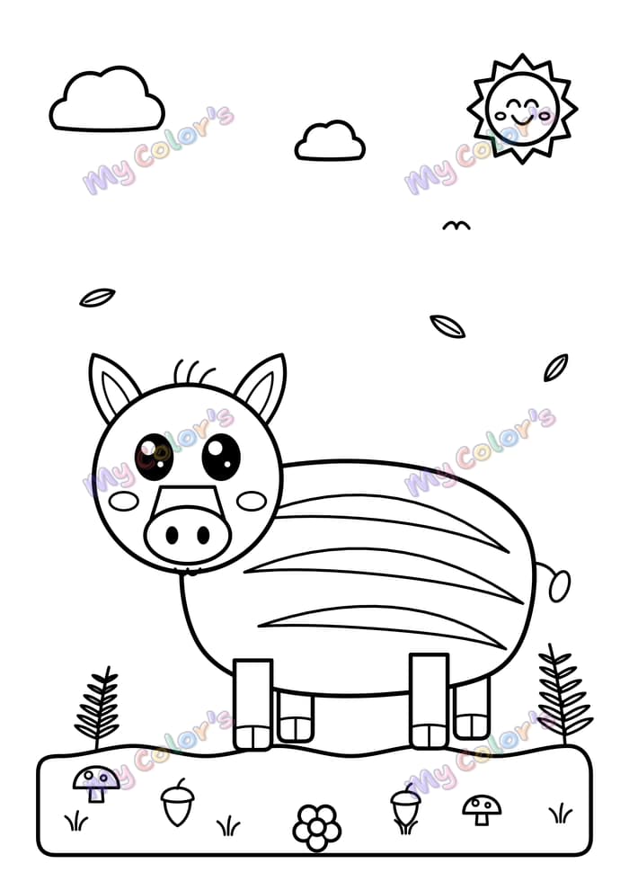 Coloriage Le marcassin rayé à imprimer