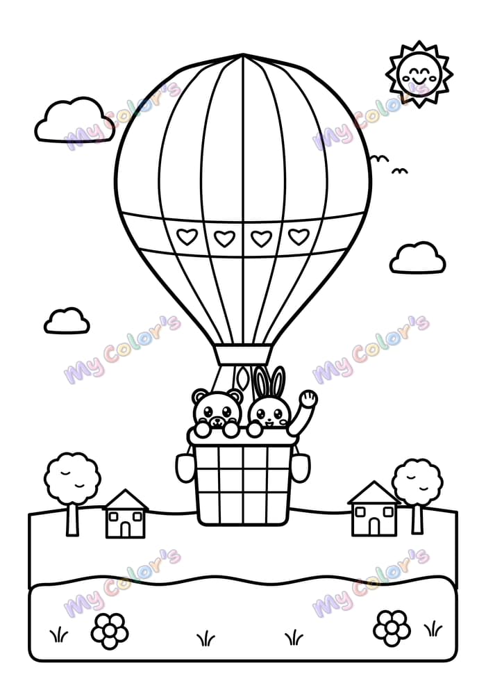 Coloriage La montgolfière à imprimer