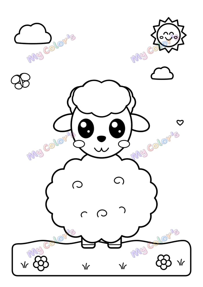 Coloriage Le mouton tout bouclé à imprimer