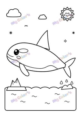 The jumping orca printable coloring page
