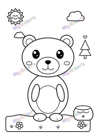 Coloriage L’ours et son pot de miel à imprimer