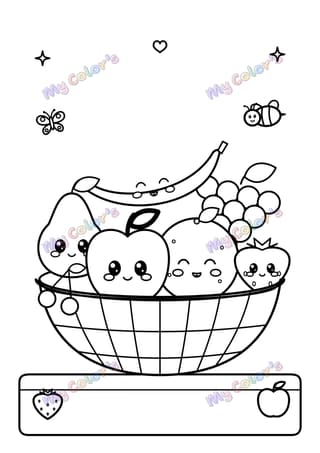 Coloriage Le panier de fruits à imprimer