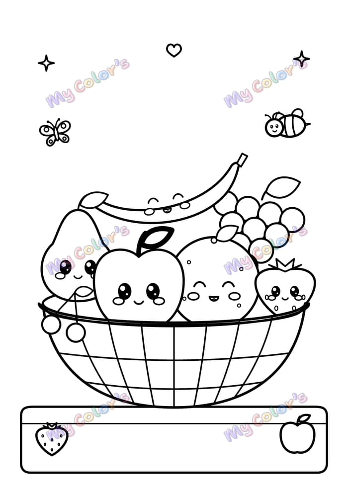 Coloriage Le panier de fruits à imprimer