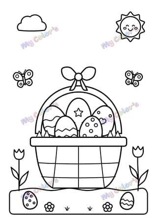 Coloriage Le panier de Pâques à imprimer