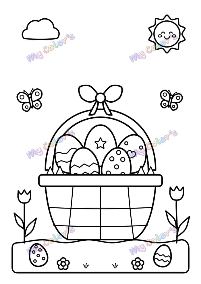 Coloriage Le panier de Pâques à imprimer