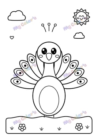 Coloriage Le paon qui fait la roue à imprimer
