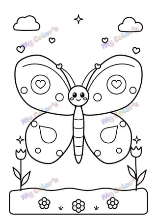 Coloriage Le papillon des fleurs à imprimer
