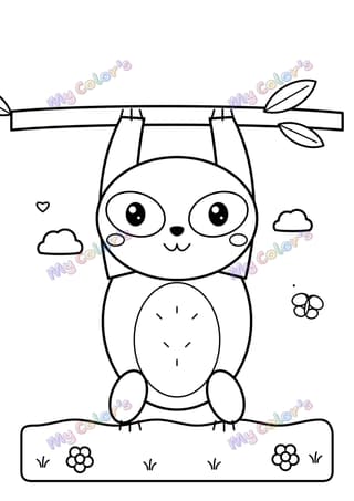 Coloriage Le paresseux suspendu à imprimer