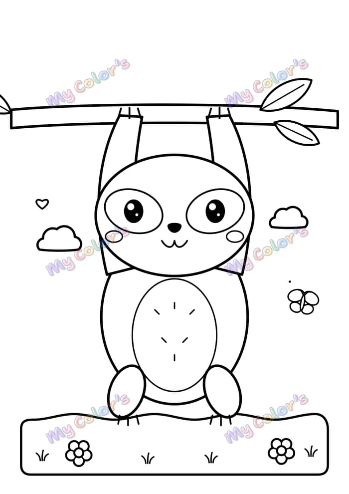 Coloriage Le paresseux suspendu à imprimer