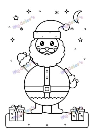 Coloriage Le Père Noël tout rond à imprimer