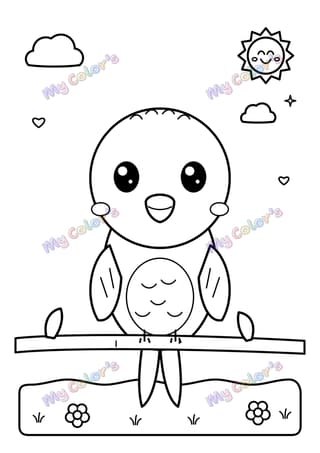 Coloriage La perruche sur son perchoir à imprimer
