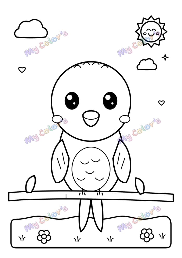 Coloriage La perruche sur son perchoir à imprimer
