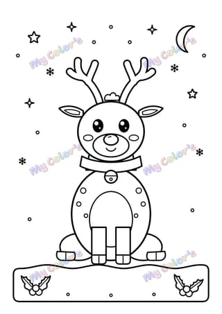 Coloriage Le petit renne de Noël à imprimer