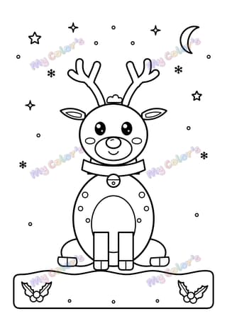 Coloriage Le petit renne de Noël à imprimer