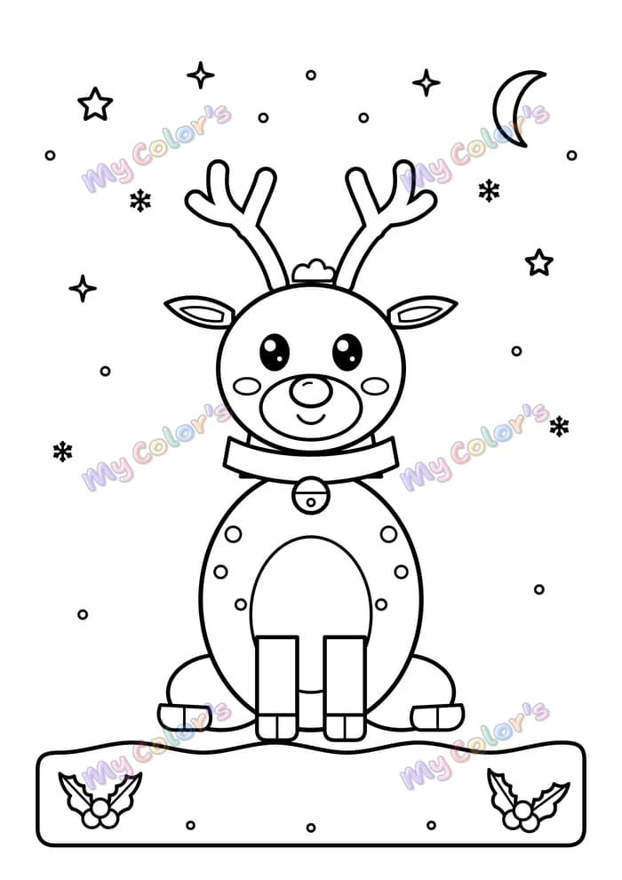 Coloriage Le petit renne de Noël à imprimer
