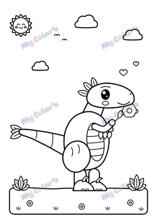 Coloriage Le petit vélociraptor gentil à imprimer