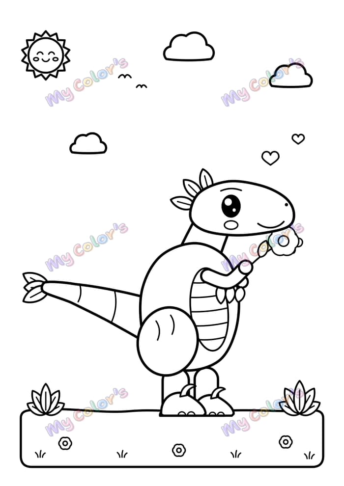 Coloriage Le petit vélociraptor gentil à imprimer