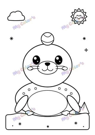 Coloriage Le phoque jongleur à imprimer