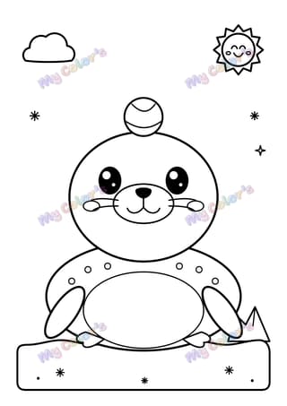 Coloriage Le phoque jongleur à imprimer