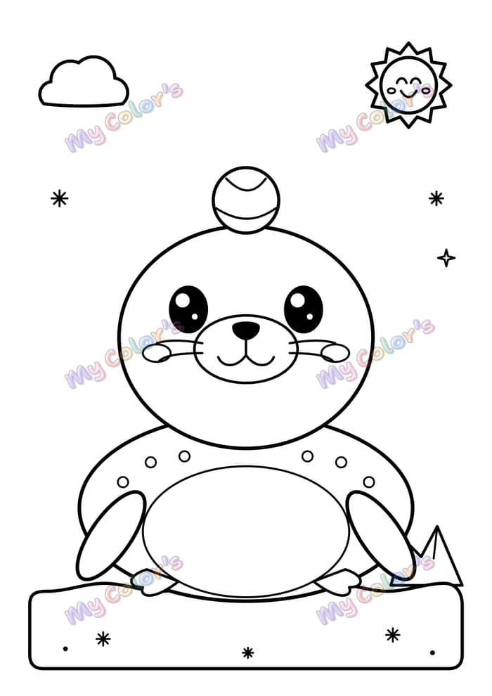 Coloriage Le phoque jongleur à imprimer