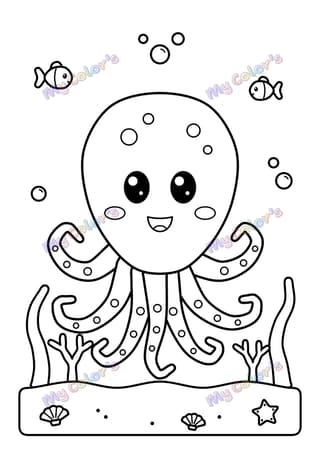 Coloriage La pieuvre rigolote à imprimer
