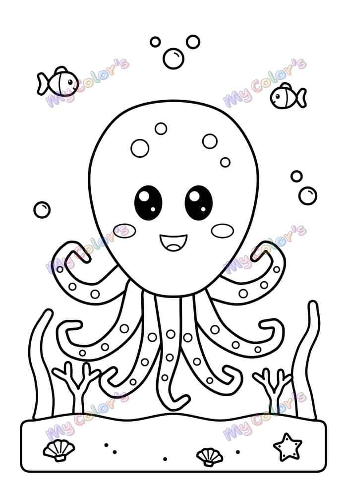 Coloriage La pieuvre rigolote à imprimer