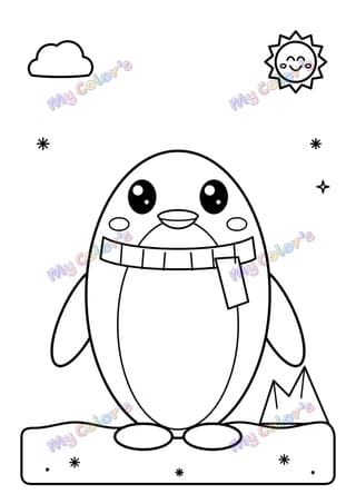 Coloriage Le pingouin à l’écharpe à imprimer