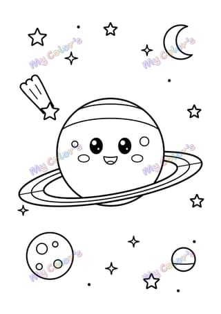 Coloriage La planète aux anneaux à imprimer