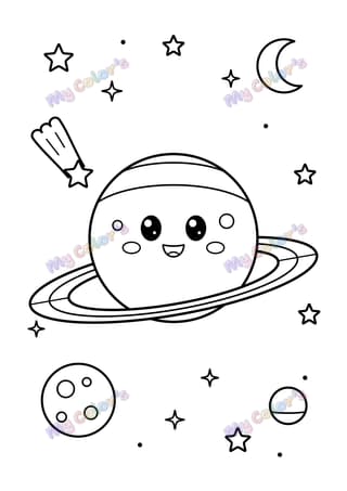 Coloriage La planète aux anneaux à imprimer