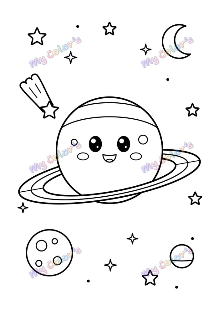Coloriage La planète aux anneaux à imprimer