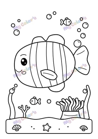 Coloriage Le poisson à rayures à imprimer
