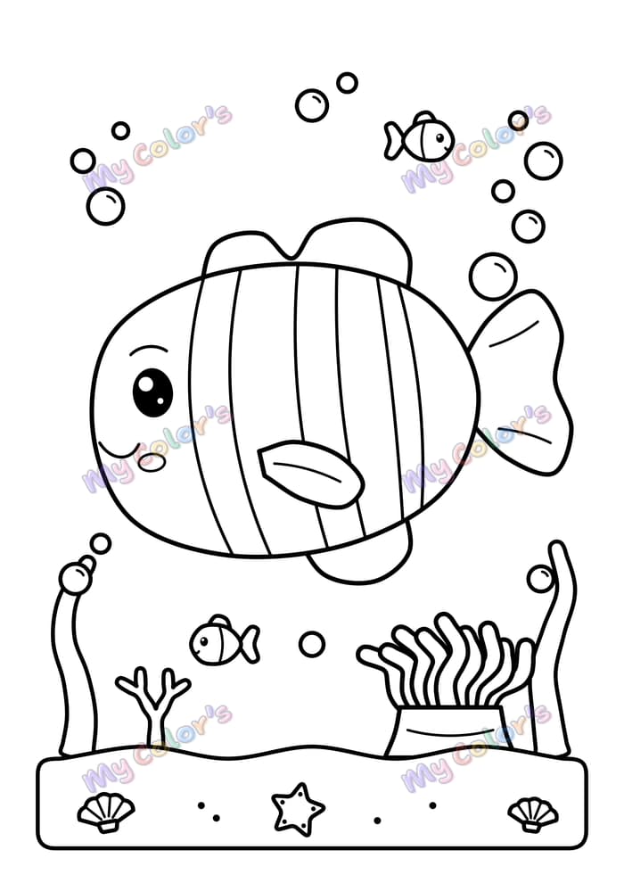 Coloriage Le poisson à rayures à imprimer