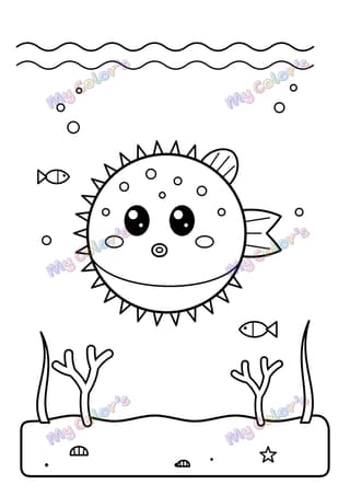 Coloriage Le poisson-globe tout rond à imprimer