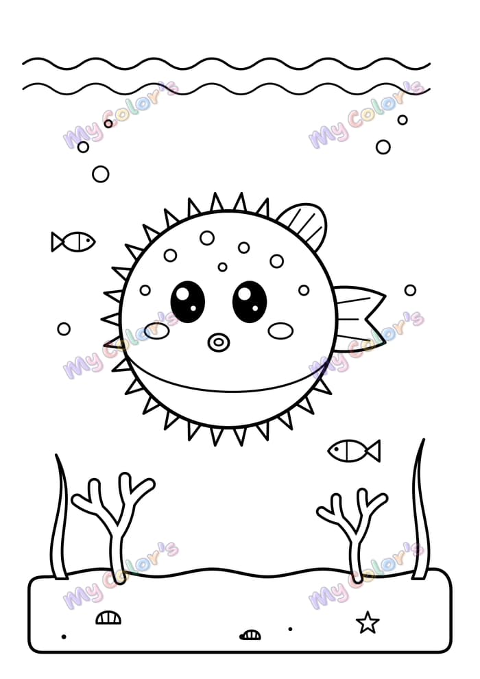 Coloriage Le poisson-globe tout rond à imprimer