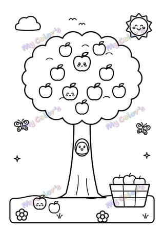 Coloriage Le pommier à imprimer