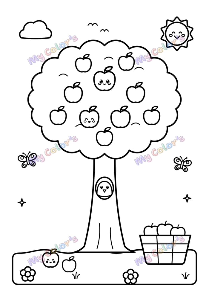 Coloriage Le pommier à imprimer